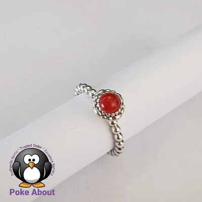 Pandora Cumpleaños Flores Julio Piedra Natal Anillo Plata Cornalina 190854CAR Talla 52 Foto 1 de 4