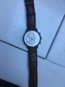 tommy hilfiger watch men rose gold dial leather brown strap Roman numerals  - Picture 1 of 4