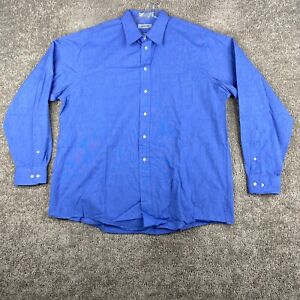 Arrow Dover Broadcloth Dress Shirt Men's 17.5 Long Sleeve Blue Chest Pocket