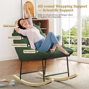 Nursery Rocking Chair Glider Rocker Rocking Accent Chair Padded Seat - Picture 1 of 47