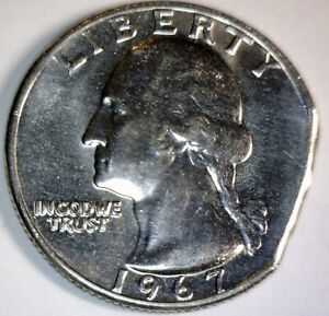 1967 LARGE STRAIGHT CLIPPED ERROR Washington Quarter BLAKESLEY Clip XF Det. Coin