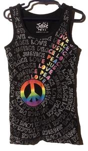 Justice Believe in Yourself Girl's Tanktop Sz 8 Peace Sign Love Justice Sparkly - Picture 1 of 5