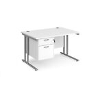 BiMi White 1200 x 800 Ergonomic Straight Desk with 2 Drawer Fixed Pedestal