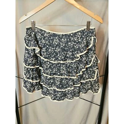 Minifalda con volantes y estampado floral avellana talla M Foto 1 de 4