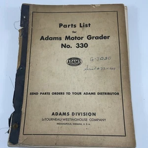 ADAMS MOTOR GRADER No 330 REPAIR PARTS LIST CATALOG BOOK MANUAL - Picture 1 of 8