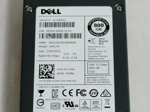 SanDisk Dell SXKLTK MCKW-800G-5C20 800GB SAS 3 2.5 in Solid State Drive - Afbeelding 1 van 6