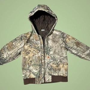 Carhartt RealTree Hardwoods Camo Hooded Duck Hunting Jacket Youth Medium (10-12) - Picture 1 of 7
