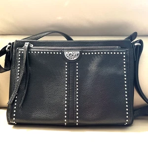 Brighton hübsche robuste Jagger Leder Umhängetasche Organizer Handtasche schwarz - Bild 1 von 6