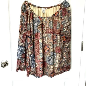 American Rag Wms 2X Multicolored Fine Mesh Bell Sleeve Top Boho Hippie Festival - Picture 1 of 9