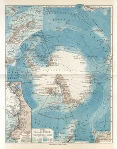 c1900 ANTARCTICA SOUTH POLE SOUTH SHETLAND ISLANDS VICTORIA LAND TASMANIA Map - Picture 1 of 1