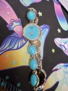 Marcel Drucker Collection Watch Silver Tone Turquoise Band - Picture 1 of 5