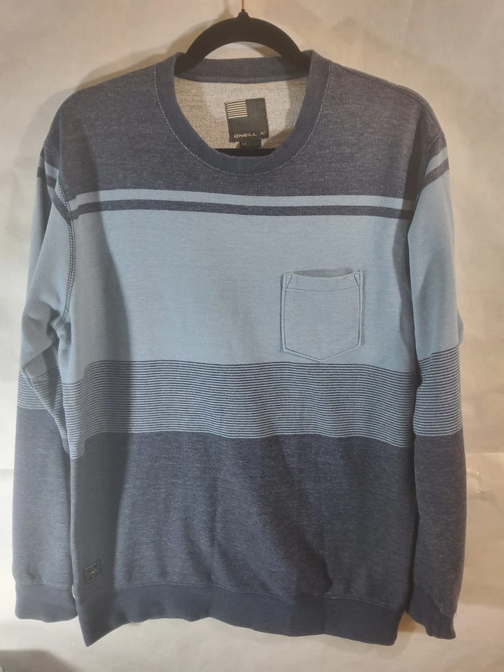 Sudadera Pullover O'Neill Azul Rayas Con Bolsillo Frontal Talla Mediana Foto 1 de 4