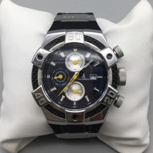 Calabria Armato Chronograph Watch Men 44mm Silver Tone Month Date New Battery - Picture 1 of 14
