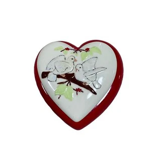 Ceramic Heart Box Dove Jewelry Ring Storage - Picture 1 of 7
