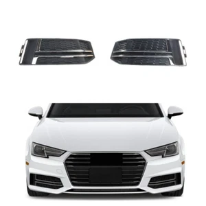Front Grills Bumper Fog Lights Cover Lamp Frame Trim For AUDI S4 B9 17-18 - Picture 1 of 6