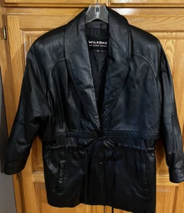 WILSONS BLACK LEATHER MID LENGTH JACKET SZ M Preowned - Picture 1 of 12