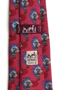 HERMÈS Paris orig. Vintage Krawatte 7433 HA 100% Seide rot Muster Palmen - Bild 1 von 5