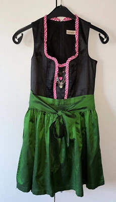 Damen Trachten Dirndl ärmellos Schwarz/Grün Gr. 36 v. C&A - Bild 1 von 2