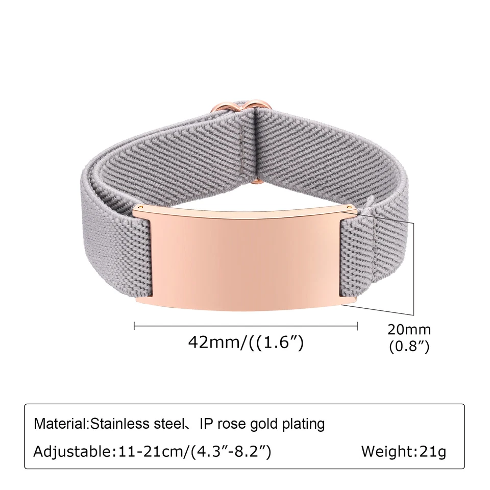 Pulsera de Alerta Médica Personalizada para Hombre Pulseras de Correa Elástica Personalizadas Foto 1 de 4