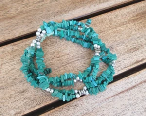 HANDMADE HAT BAND BEADED WESTERN HAT BAND TURQUOISE CHIPS For M OR L SIZE Hat - Picture 1 of 6