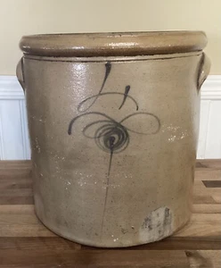 Antique 4 gallon Salt Glaze Stoneware Crock – Bee Sting Design (CHIPPED) - Picture 1 of 12