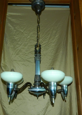 Vintage Art Deco Ceiling 5 Hanging Light Fixture Chandelier Cover