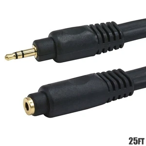 25FT Premium 3.5mm 1/8" Stereo Male to Female AUX Audio Extension Cable Gold - Picture 1 of 2