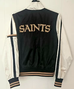 New Orleans Saints Damen Vintage NFL Lightweight Full Snap Satin Jacke - Bild 1 von 12