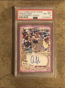 2017 Topps Gypsy Queen Purple Aaron Judge /150 Auto Autograph RC Rookie PSA 8