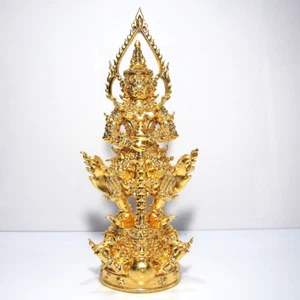 Thailändisches Amulett Thao Wessuwan Riese Kuvera 12 Zoll hohe Statue Messing Wat Phra Mahathat - Bild 1 von 15