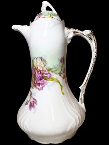 Antique 1890s Early BRC ROSENTHAL Flower Floral Porcelain Tea Or Coffee POT 10” - Picture 1 of 9