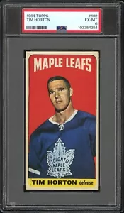 1964 TOPPS HOCKEY CARD #102 TIM HORTON, PSA 6 EX-MT (TORONTO MAPLE LEAFS) HOF - Picture 1 of 2