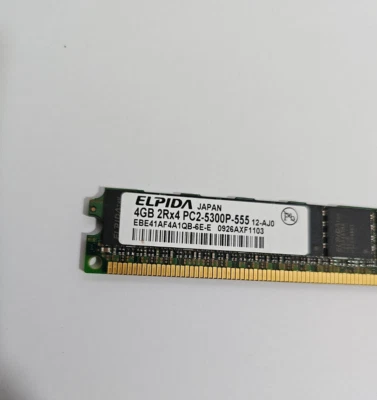 Elpida EBE41AF4A1QB-6E-E 4Gb 2Rx4 PC2-5300P VLP DIMM 43X5036 46C0519 - Image 1 of 2