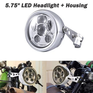 5.75" 5-3/4 inch Chrome LED Motorcycle Headlight W/ Housing Bucket Mount Bracket - Picture 1 of 12