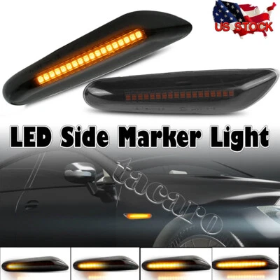 2x Smoked LED Fender Side Marker Light Sequential Turn Signal Lamp for BMW 328i - Image 1 of 4
