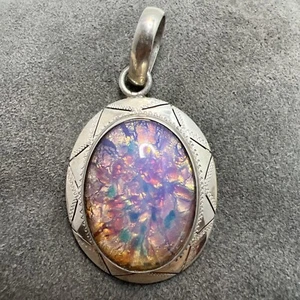 925 Sterlingsilber Opal Halskette Anhänger signiert BE - Bild 1 von 4