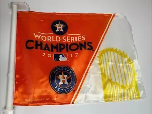 Houston Astros 2017 World Series Champion Car Flag Double Sided MLB White Pole - Picture 1 of 6