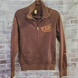 Juicy Couture Y2K Sweater Girls L Chocolate Brown Logo Full Zip Hoodie Outdoors - Picture 1 of 8