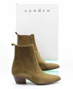SANDRO AMELYA WOMENS BOOTS BROWN UK 5 EU 38 CHELSEA STYLE RRP £290 AD - Picture 1 of 10