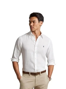 POLO RALPH LAUREN Herren Leinen Langarm Hemd Weiß XXL Neu mit Etikett - Bild 1 von 5