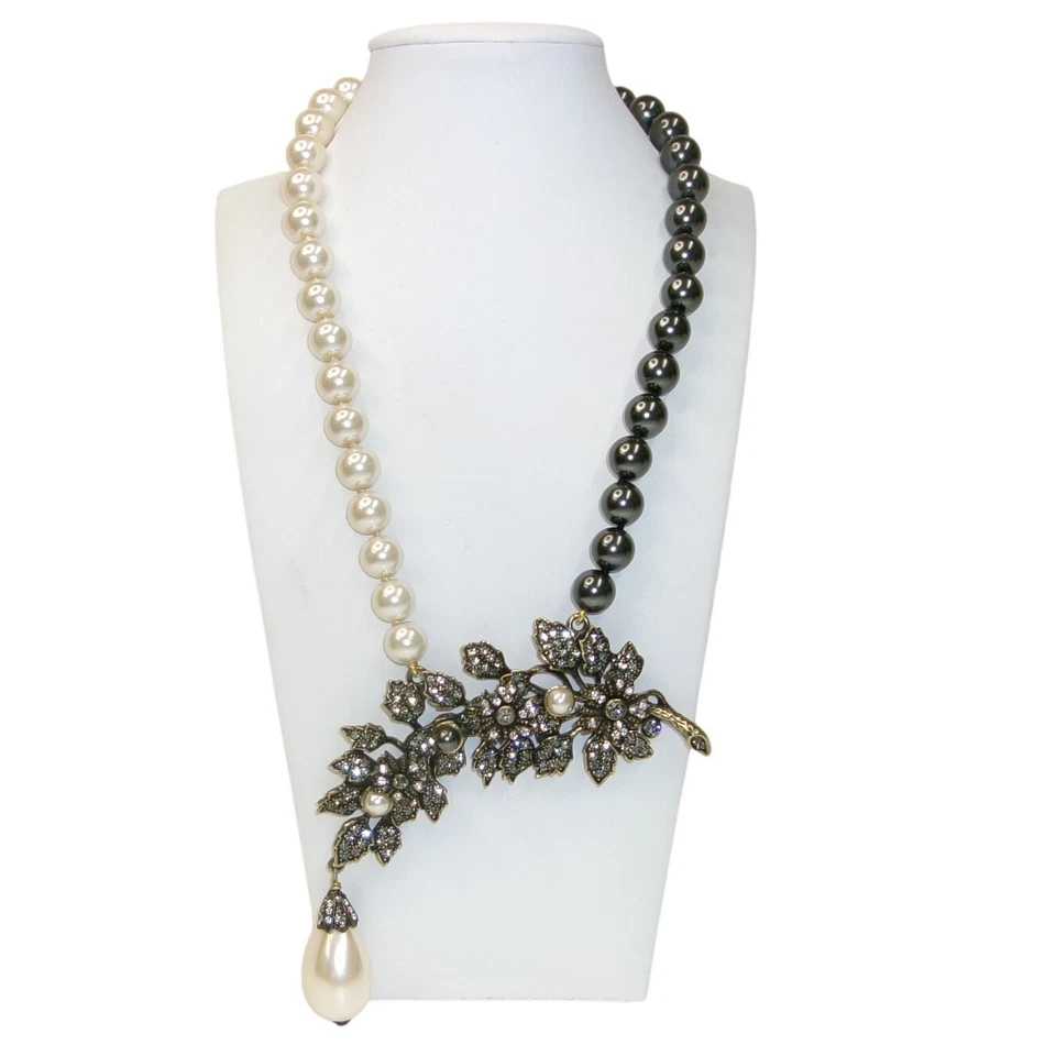 Colar de contas de pérolas falsas Heidi Daus lágrima pingente de cristal Swarovski - Imagem 1 de 4