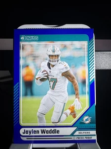 2024 Donruss Jaylen Waddle Press Proof Blue #125  Miami Dolphins - Picture 1 of 2