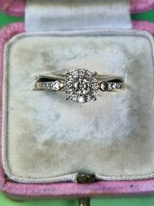 Diamond Ring Yello Gold Haylo Super White Diamonds Hallmarked Beautiful - Picture 1 of 3