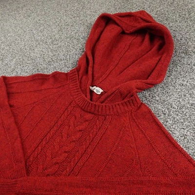 Moth Sweater Womens M Red Cable Knit Wool Pullover Hoodie Tunic Anthropologie - Image 1 of 4