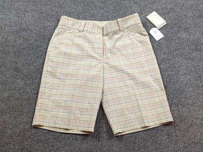 Pantalones Cortos Nike Para Mujer 8 Beige Cuadros Bermudas Ajuste Seco Golf Rendimiento Foto 1 de 4