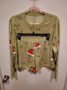 American Eagle Grinch Lounge Shorts Pajama Set Women's Sz S- Comfy Christmas - Picture 1 of 9