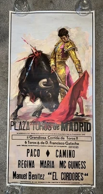 Póster taurino original 1974 Plaza Toros de Madrid con “El Cordobes” Foto 1 de 4