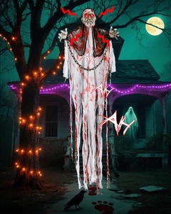 Animated Halloween Decorations, Life-Size Animatronic Hanging Ghost Scary, Fa... - Picture 1 of 8