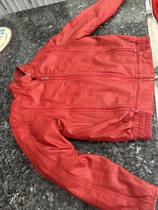 Hein Gericke Leather Biker Jacket Red Women's size 36W Lined Soft Armor - Picture 1 of 13