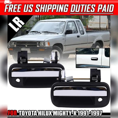 Manija de puerta exterior derecha izquierda cromada apta para camioneta Toyota Hilux RN90 LN107 1989-97 Foto 1 de 4